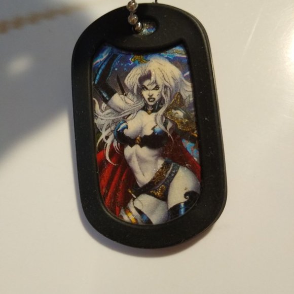Lady Death Double Sided Dog Tag W/Chain Handmade - Picture 3 of 3